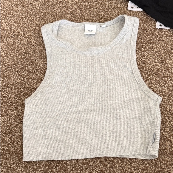 TNA Tops - TNA Light Gray Ribbed Crop Top